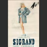 1947. Etude pour une affiche des vêtements Sigrand homme. (Ref  111)