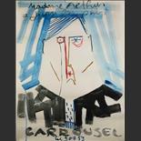 1948. Dessin original pour l'affiche du transformiste Madame Arthur, au Carrousel de Juan-les-Pins. (Ref  113)