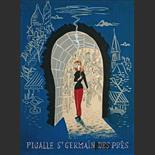 1950. Etude gouache originale poour l'Affiche du film Pigalle Saint Germain-des-Prés de Berthomieu, avec l'actrice Jeanne Moreau. (Ref  116)