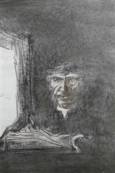 Hommage à Rembrandt, portrait à la craie noire. (Ref  600)